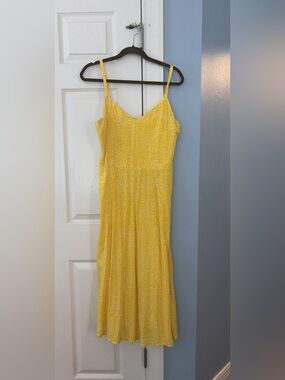 GAP Yellow Spaghetti Strap Midi Dress